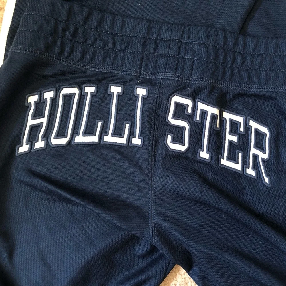 Hollister Navy Blue Kids Flare Sweatpants with White Side Stripe